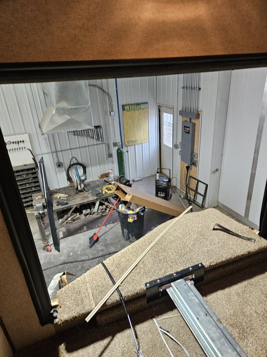 RV slide-out pulled apart for a floor repair